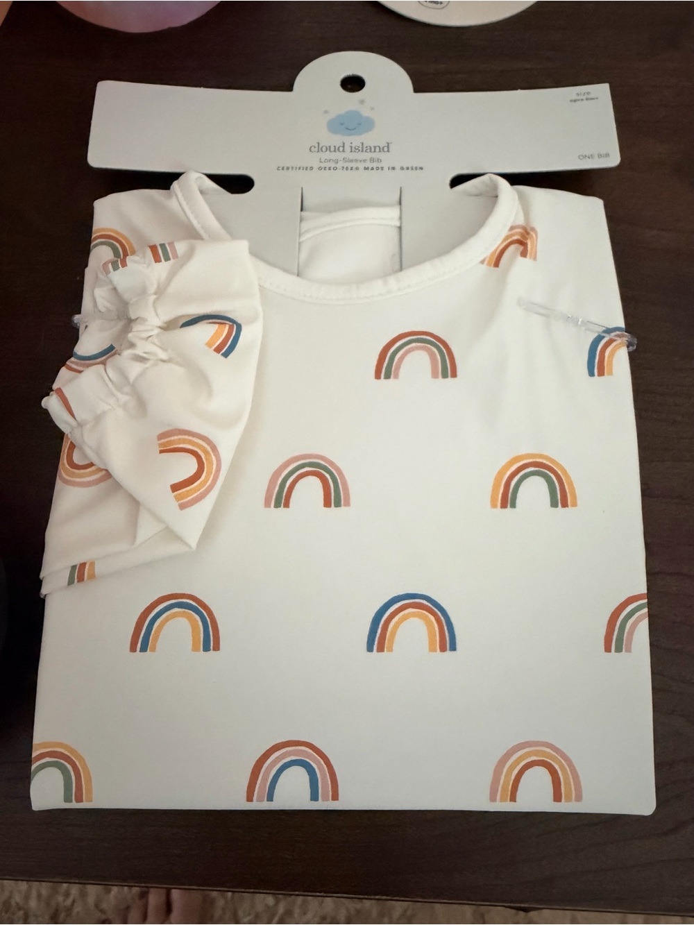 Cloud island long sleeve washable bib